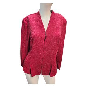 Sheri Martin Red Sparkly Dressy Blazer Size 14P Vintage 80's